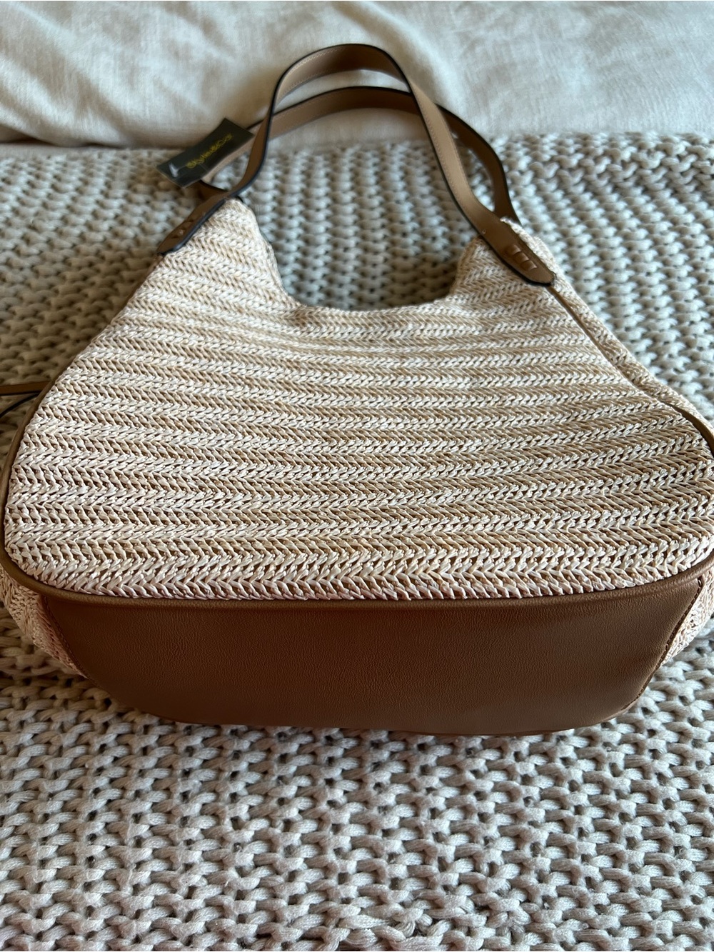 Style & Co. Straw Woven Shoulder Bag – Neutral Beige - Picture 4 of 6